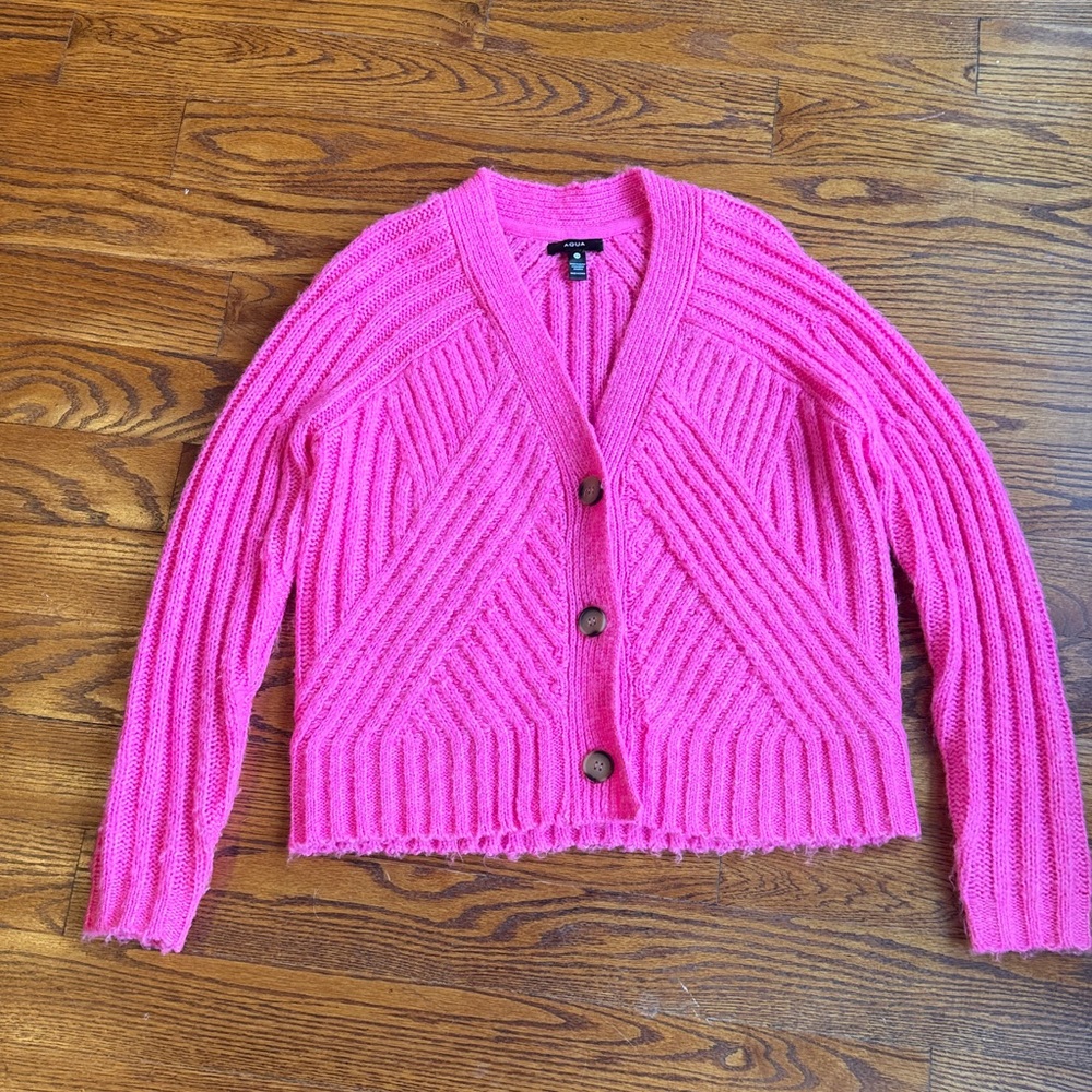Aqua Pink Women's Cardigan Sweater